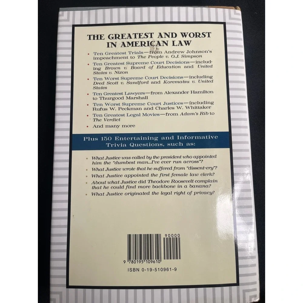 A Book of Legal Lists The Best & Worst in American Law Bernard Schwartz Hardcove